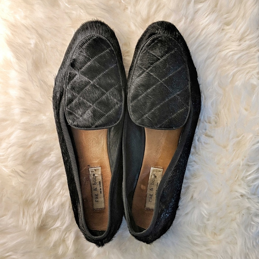 Rag & Bone genuine calf-hair quilted flats